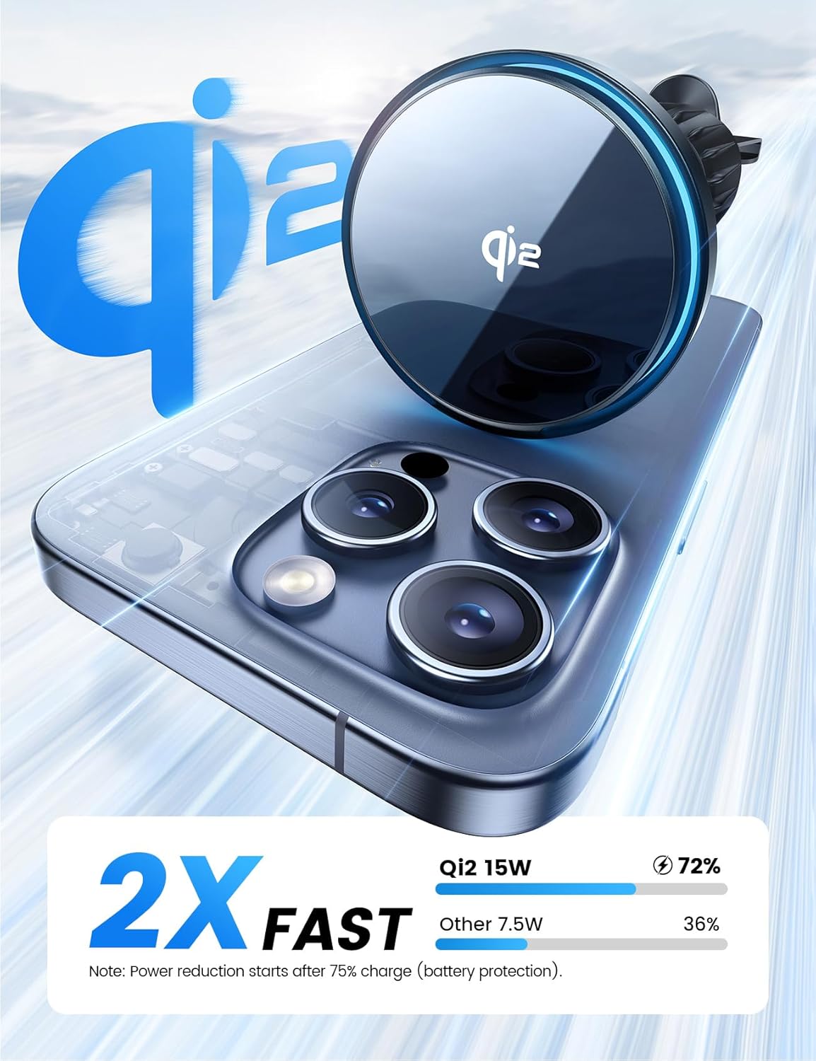 Lamicall 15W Automobile Chargers Wireless Car Charger Mount 360° RGB LED DEMO