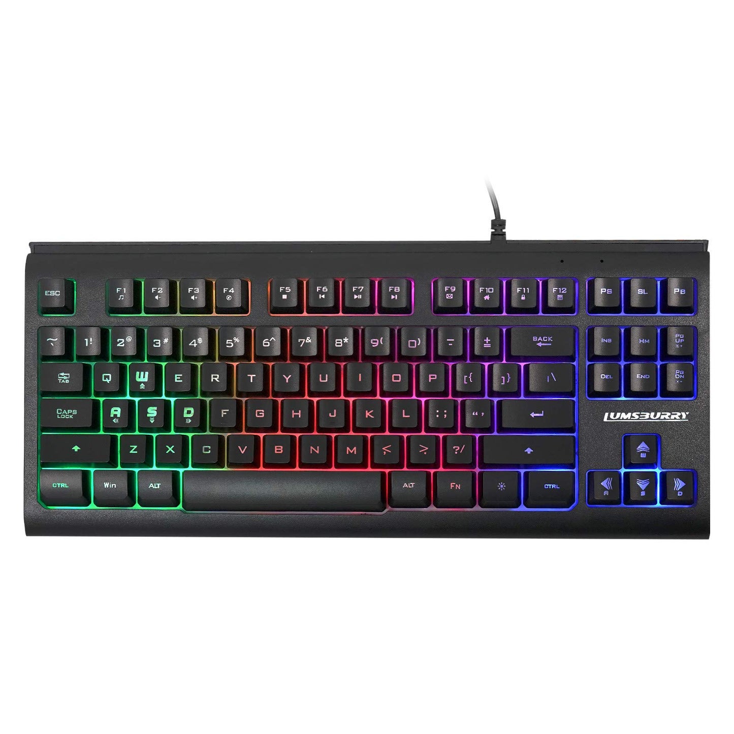 Lumsburry 87-Key Compact Wired USB Gaming Keyboard with Rainbow LED DEMO