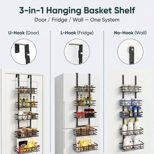ccook 5-Tier Adjustable Over the Door Shower Caddy Bathroom Organizer Shelf DEMO