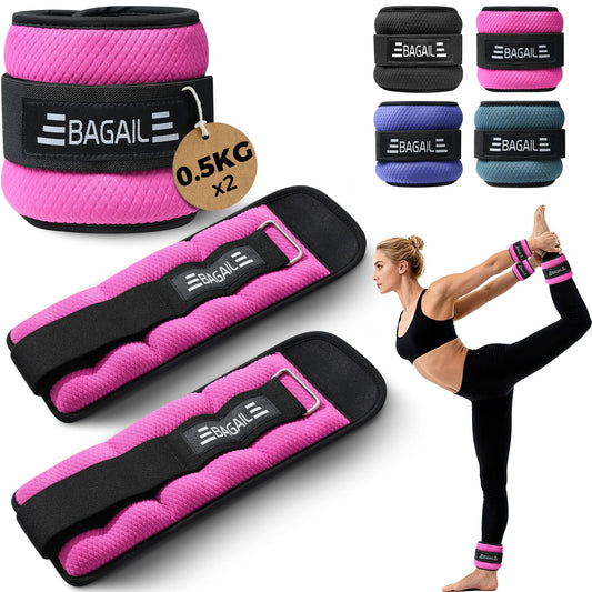 BAGAIL Wrist & Ankle Weights, Secure Fit, 0.5kg/1.1lb x 2, Sleek Design, DEMO