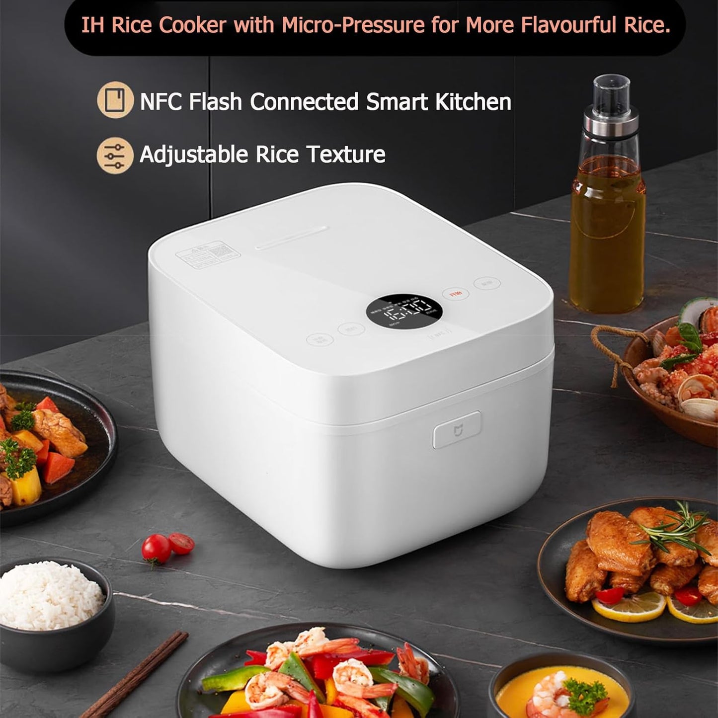 XMIHOME 3L Micro-Pressure Rice Cooker with Slow Cook Function, White, DEMO