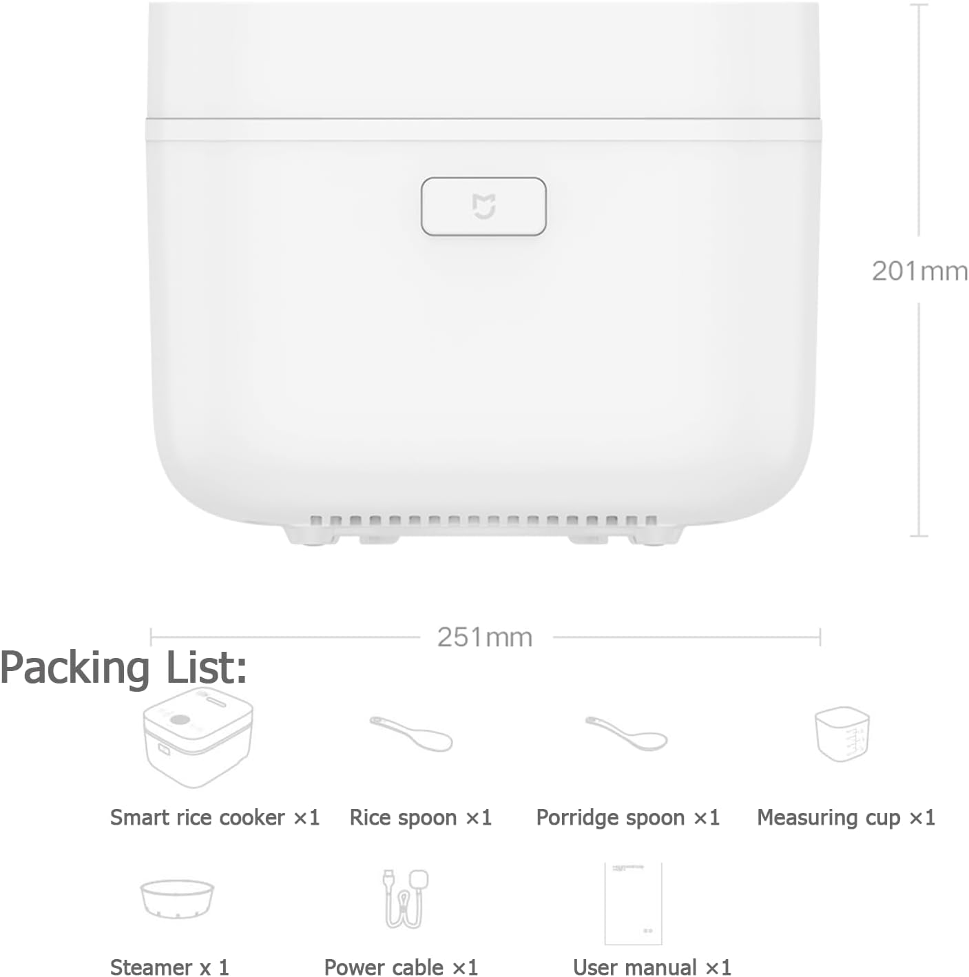 XMIHOME 3L Micro-Pressure Rice Cooker with Slow Cook Function, White, DEMO