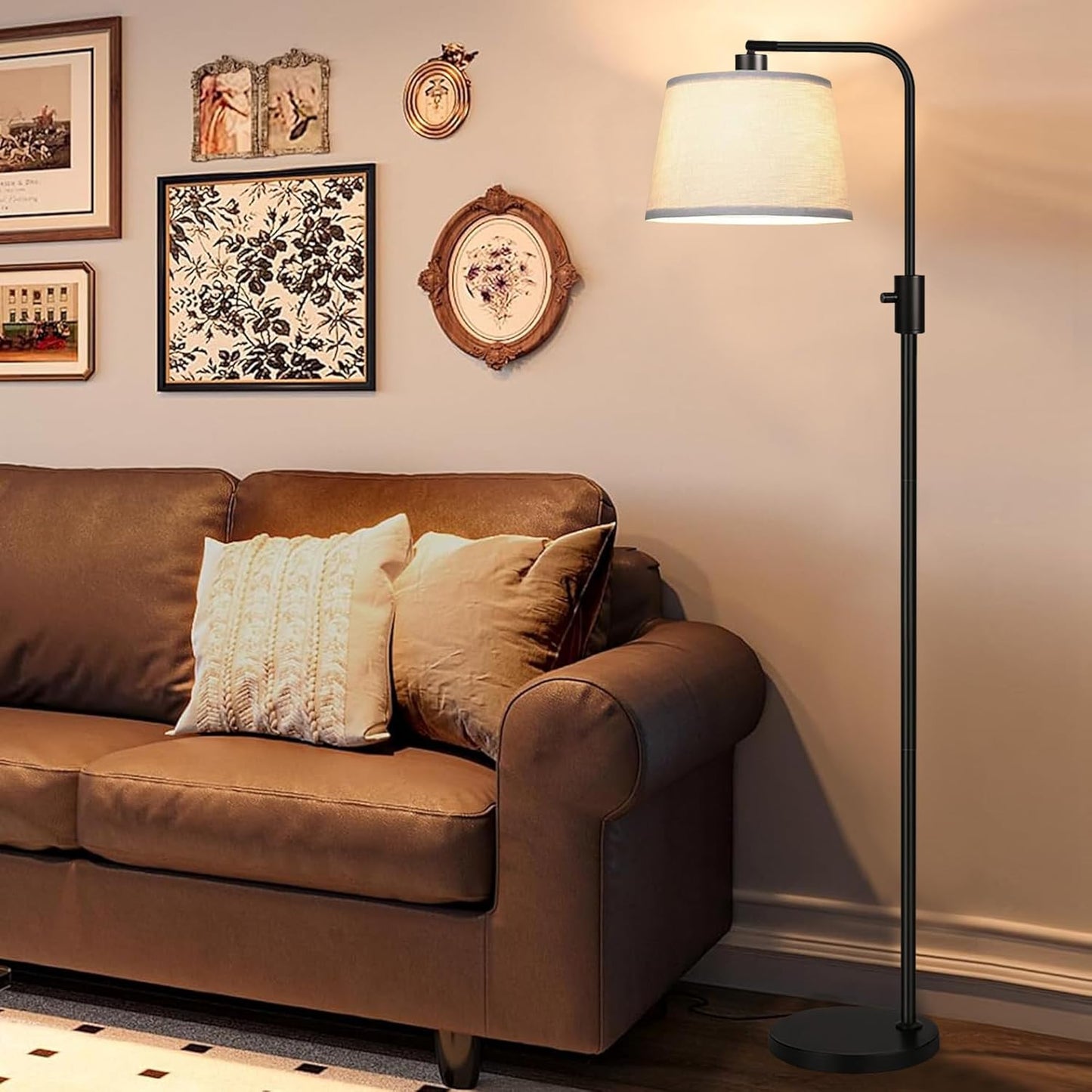TUXOIUBA Modern Arc Floor Lamp Dimmable LED 3 Color Temperatures Black DEMO