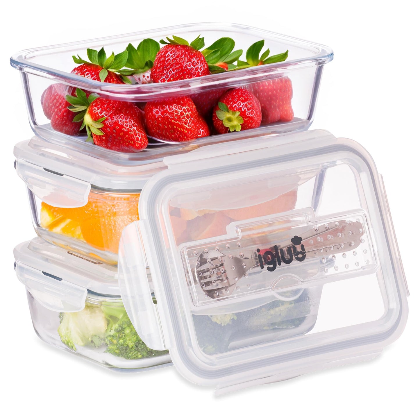 Igluu Meal Container Sets Prep Glass Food Storage Containers Set 3 Pack 1L NEW