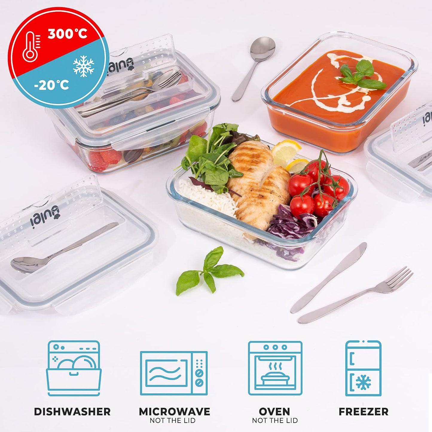 Igluu Meal Container Sets Prep Glass Food Storage Containers Set 3 Pack 1L NEW