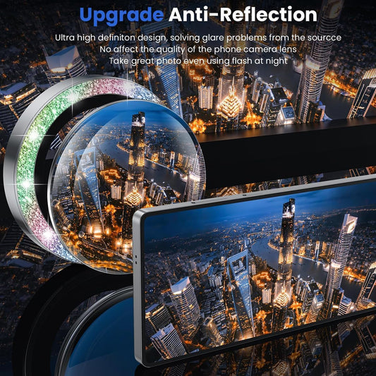 Jurqqer Glitter Colorful Lens Protector Tempered Glass Aviation Aluminum DEMO