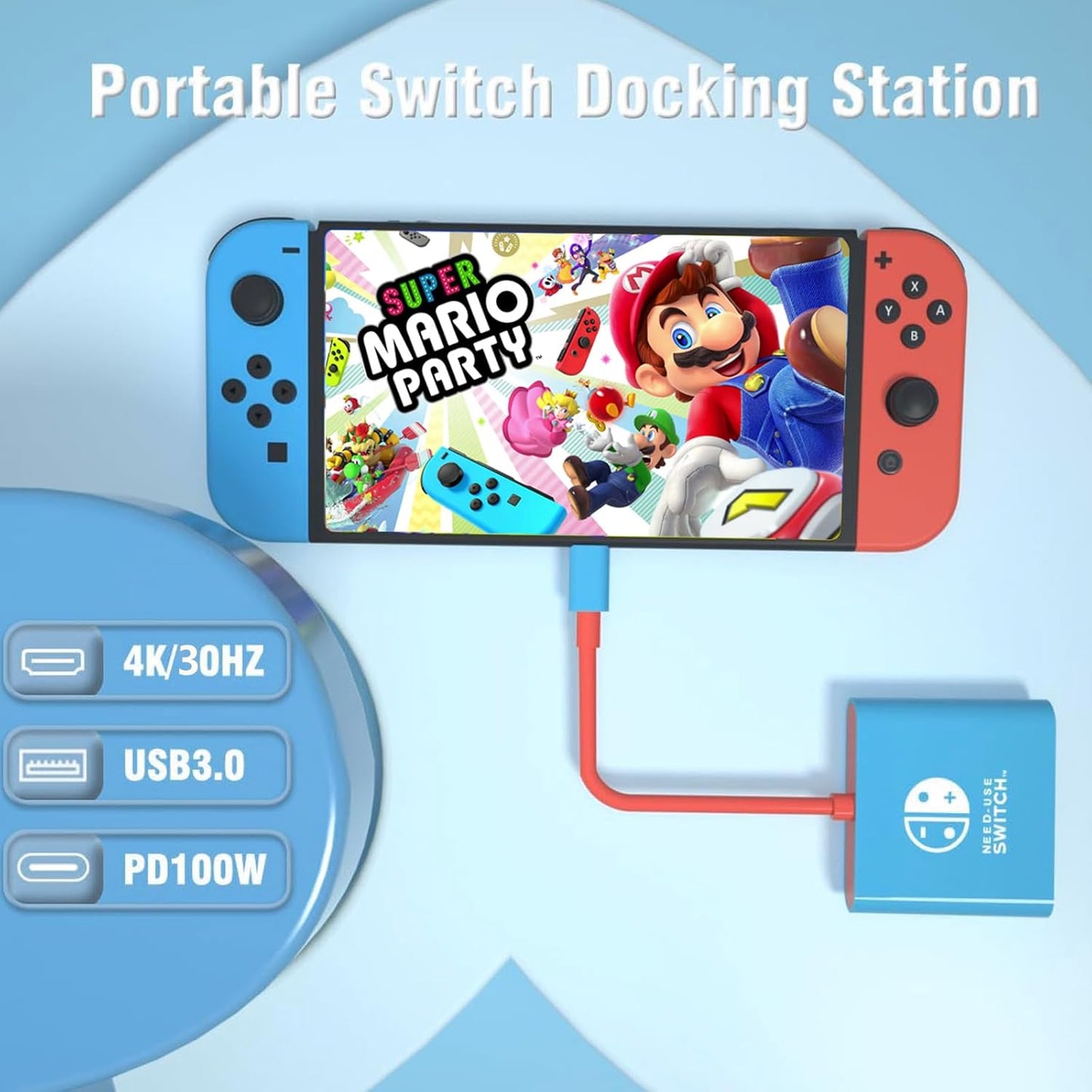 QIHEBEN Portable Accessory Kits Nintendo Switch Dock 4K HDMI TV Adapter - DEMO