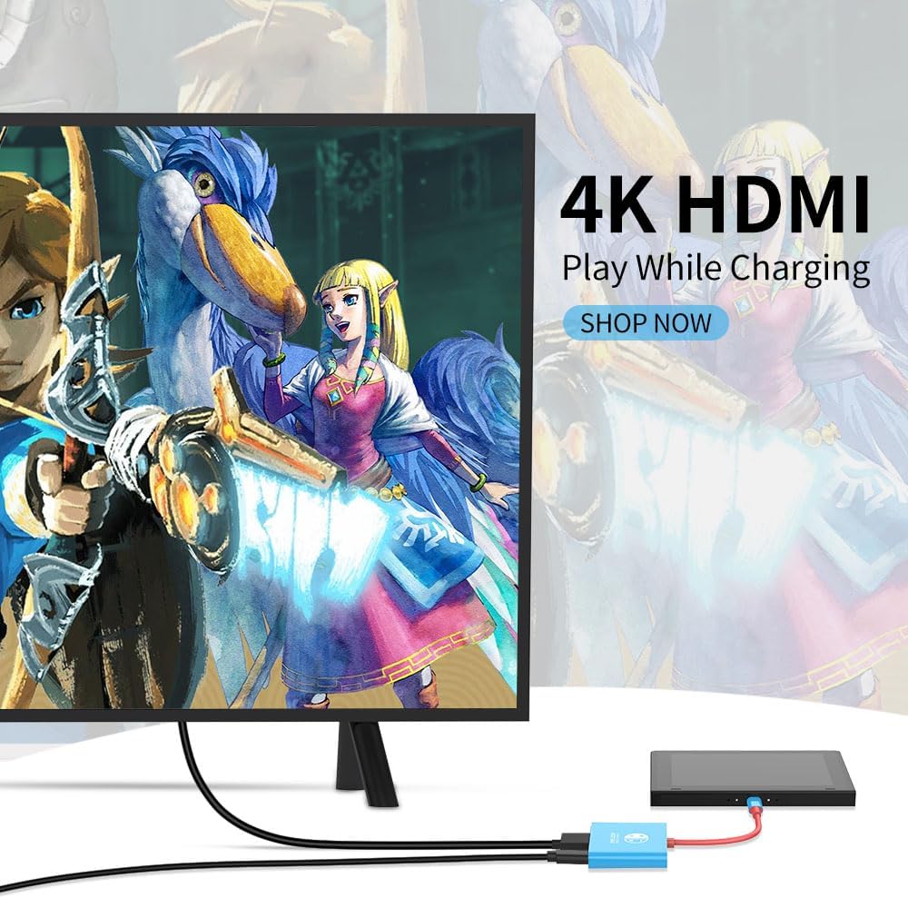 QIHEBEN Portable Accessory Kits Nintendo Switch Dock 4K HDMI TV Adapter - DEMO