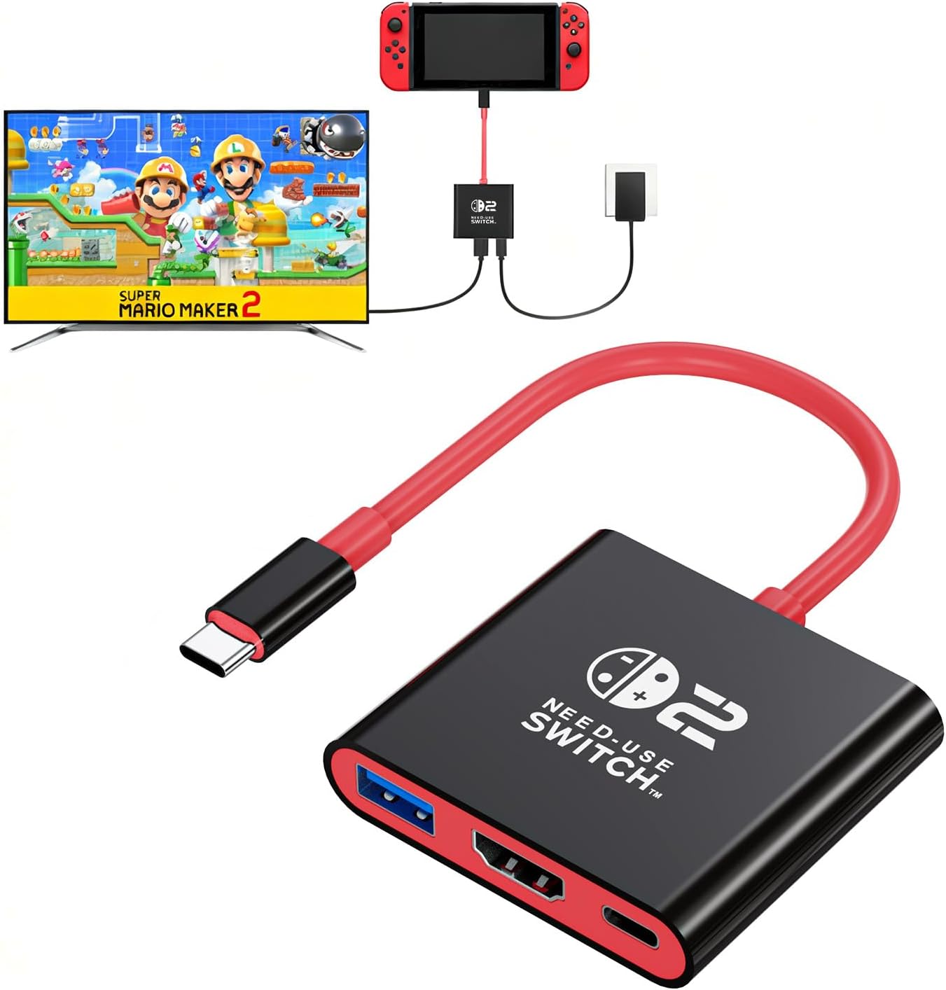 AHGEIIY Black Nintendo Switch Docking Station Upgrade for Home & Travel DEMO