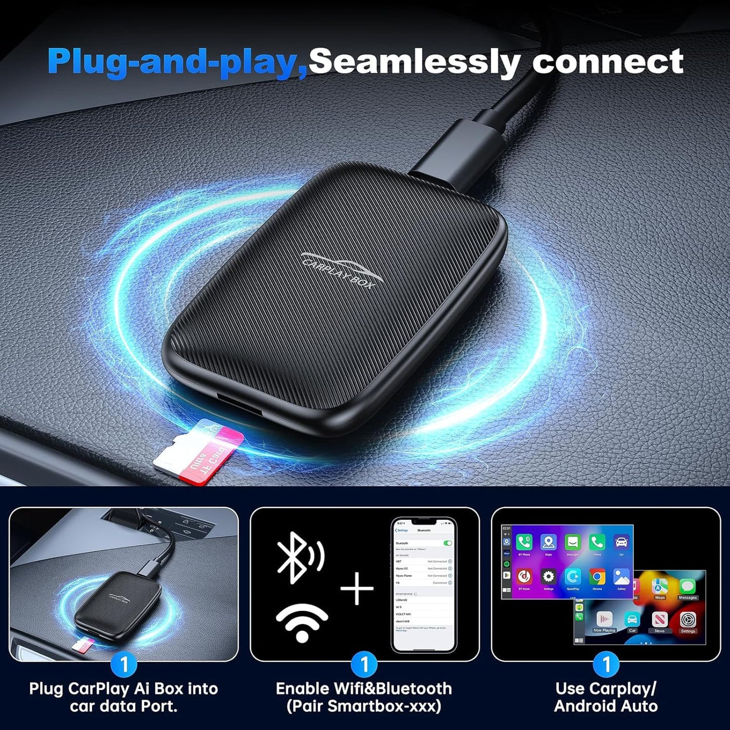 MTAKYA Wireless Input Adapters CarPlay Android Auto Adapter AI Box for DEMO