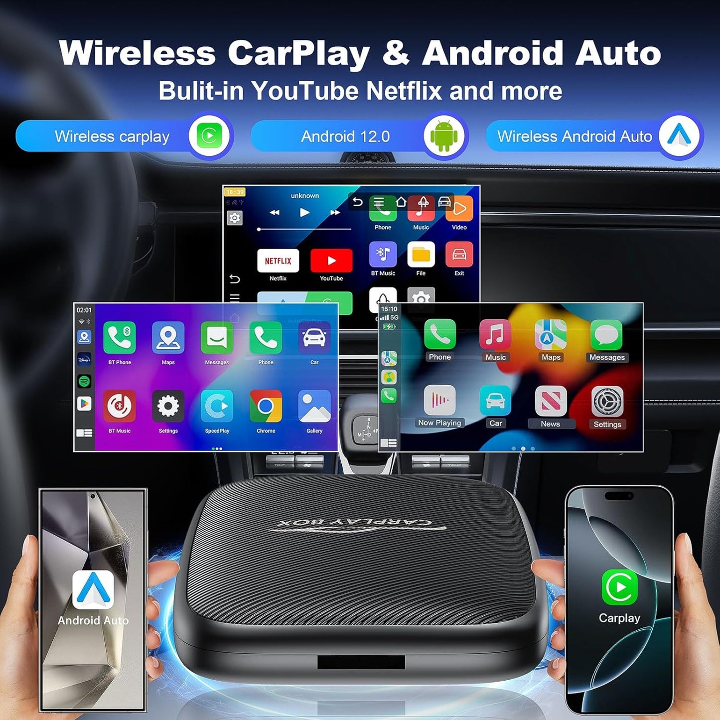MTAKYA Wireless Input Adapters CarPlay Android Auto Adapter AI Box for DEMO