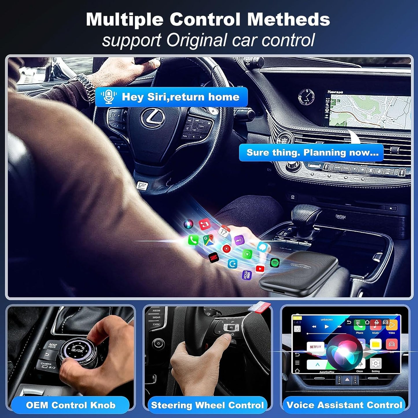 MTAKYA Wireless Input Adapters CarPlay Android Auto Adapter AI Box for DEMO