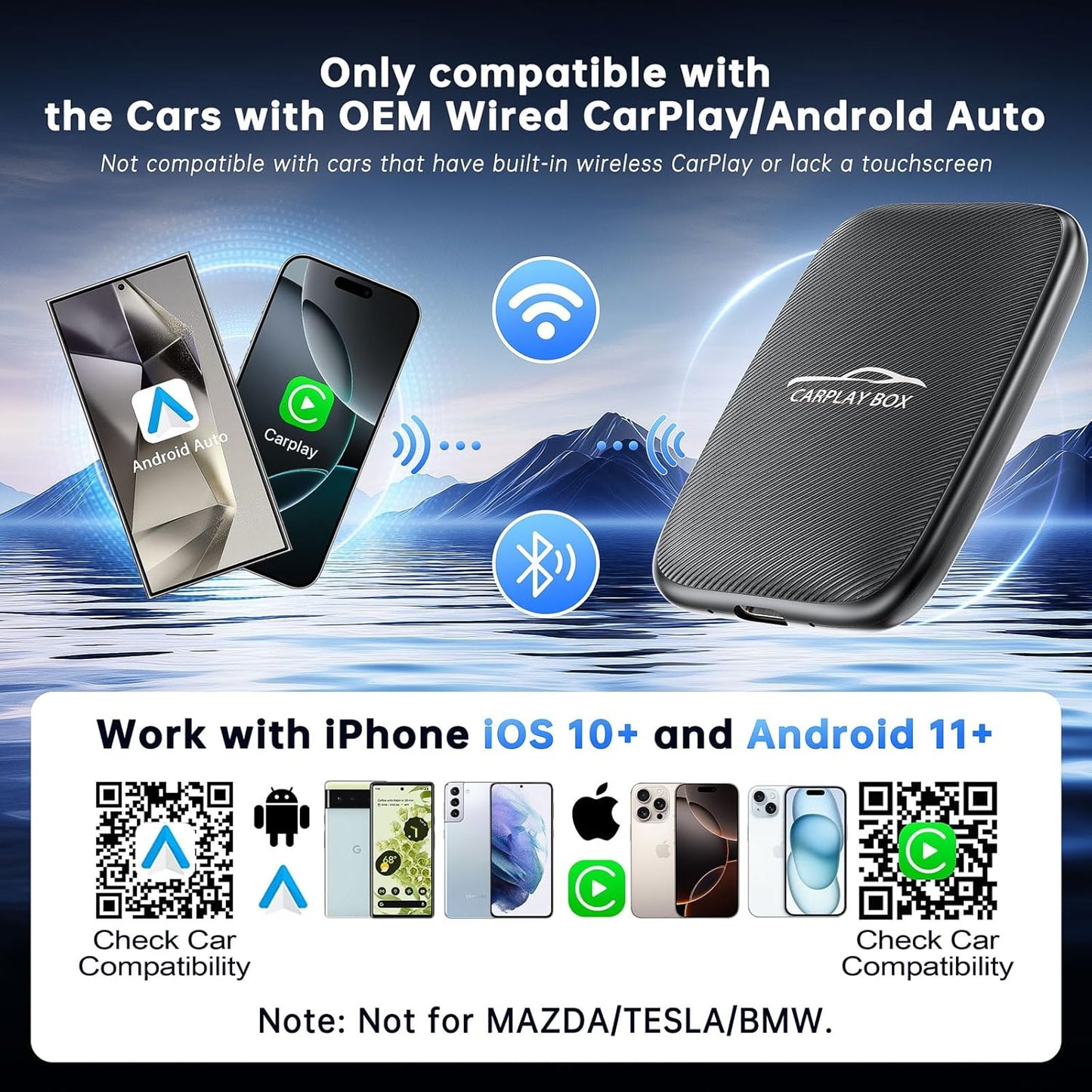 MTAKYA Wireless Input Adapters CarPlay Android Auto Adapter AI Box for DEMO