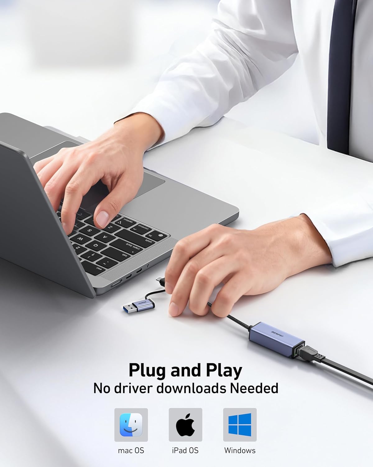 BENFEI USB 3.0 to Gigabit Ethernet Adapter, RJ45 LAN Network Converter, DEMO