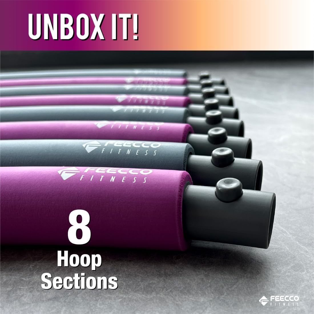 FEECCO Fitness Weighted Hoop 8 Detachable Sections for Weight Loss Purple DEMO