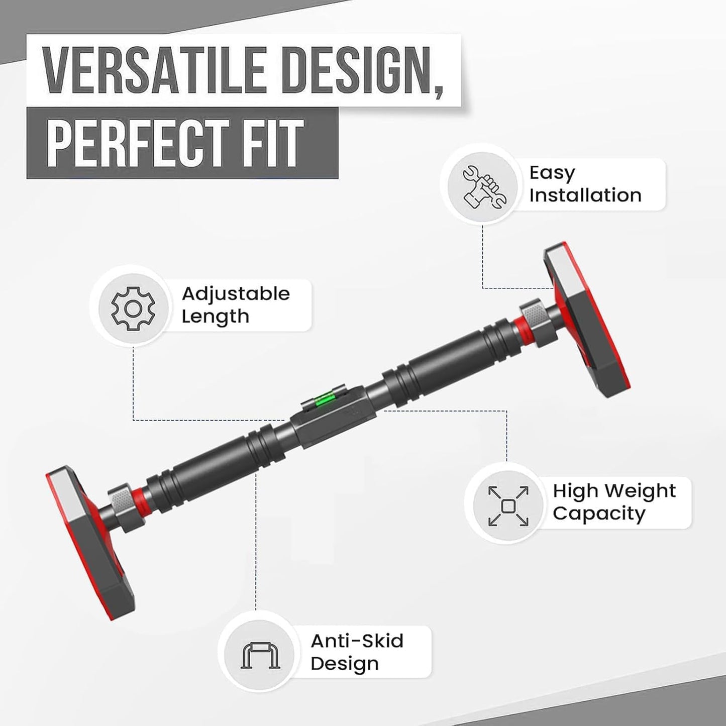 FitBliss Adjustable Pull-Up Bars Pull Up Bar for Doorway Chin Ups, Double DEMO