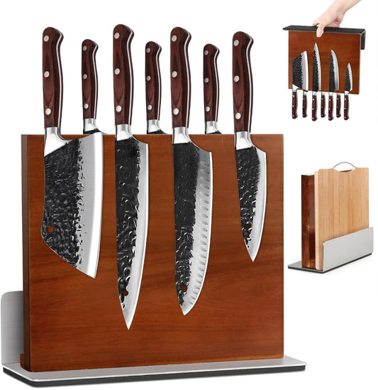 MisenFar Magnetic Knife Holder Block, Double-Sided with Anti-Slip Base, DEMO