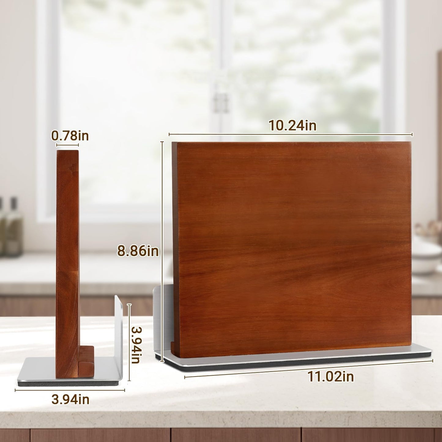 MisenFar Magnetic Knife Holder Block, Double-Sided with Anti-Slip Base, DEMO
