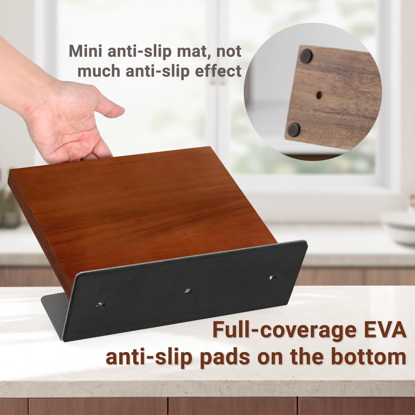 MisenFar Magnetic Knife Holder Block, Double-Sided with Anti-Slip Base, DEMO