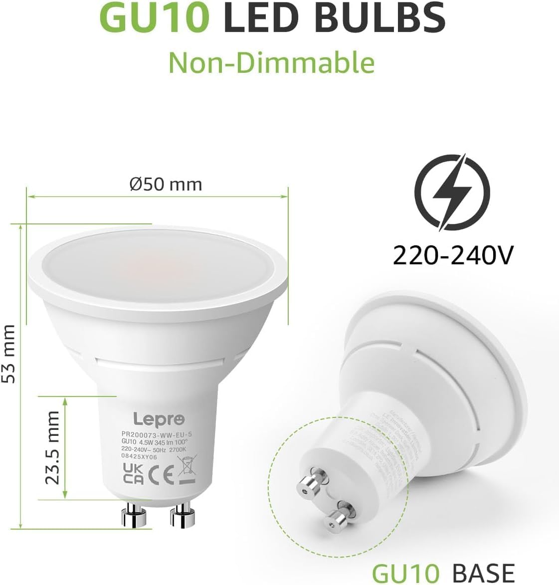 Lepro 4W LED Bulbs, Warm White 2700K Energy Saving G10 Lighting for Home, DEMO
