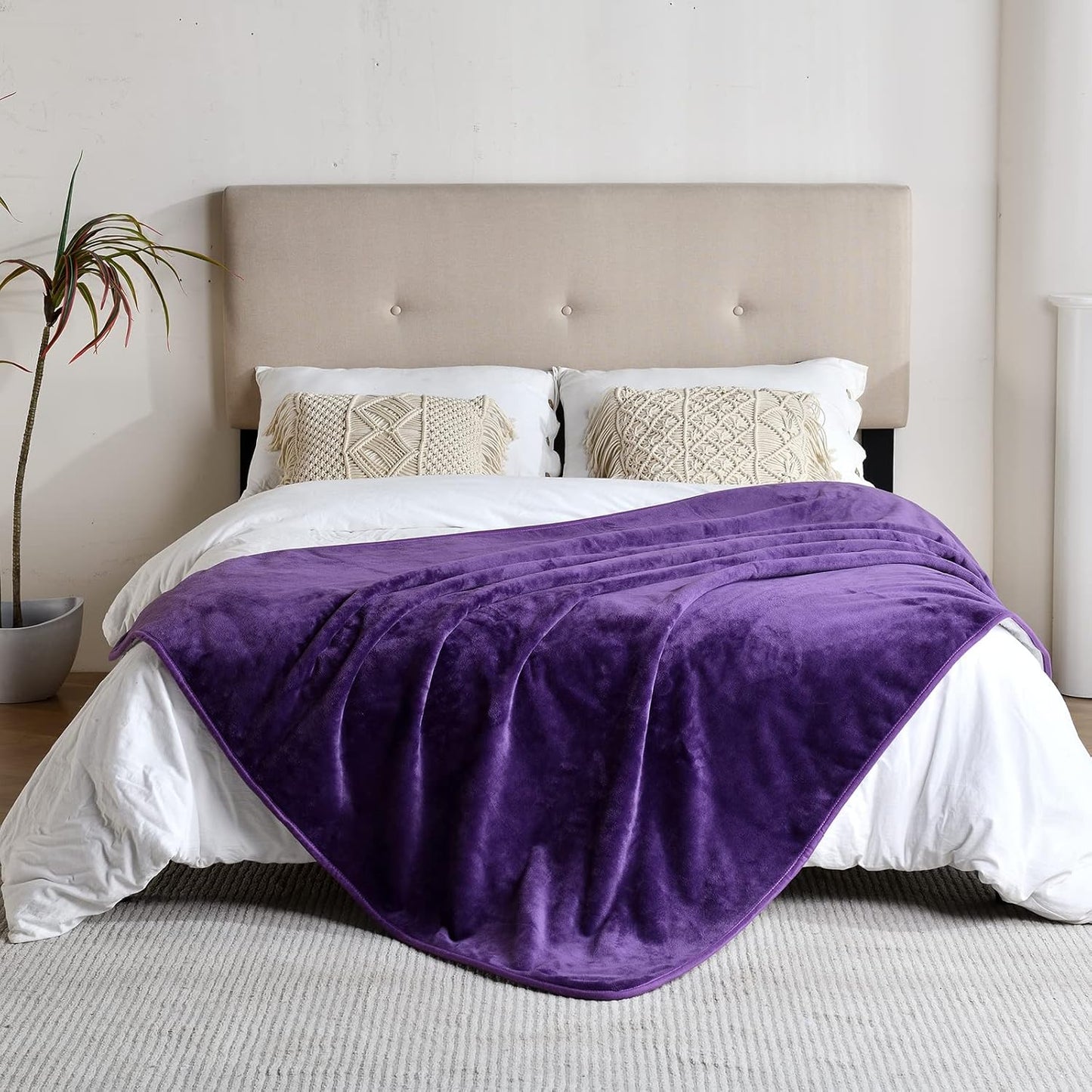 Yaning Soft Bed Blankets Liquid-Proof Bed Blanket, Dark Purple, 50x60 DEMO