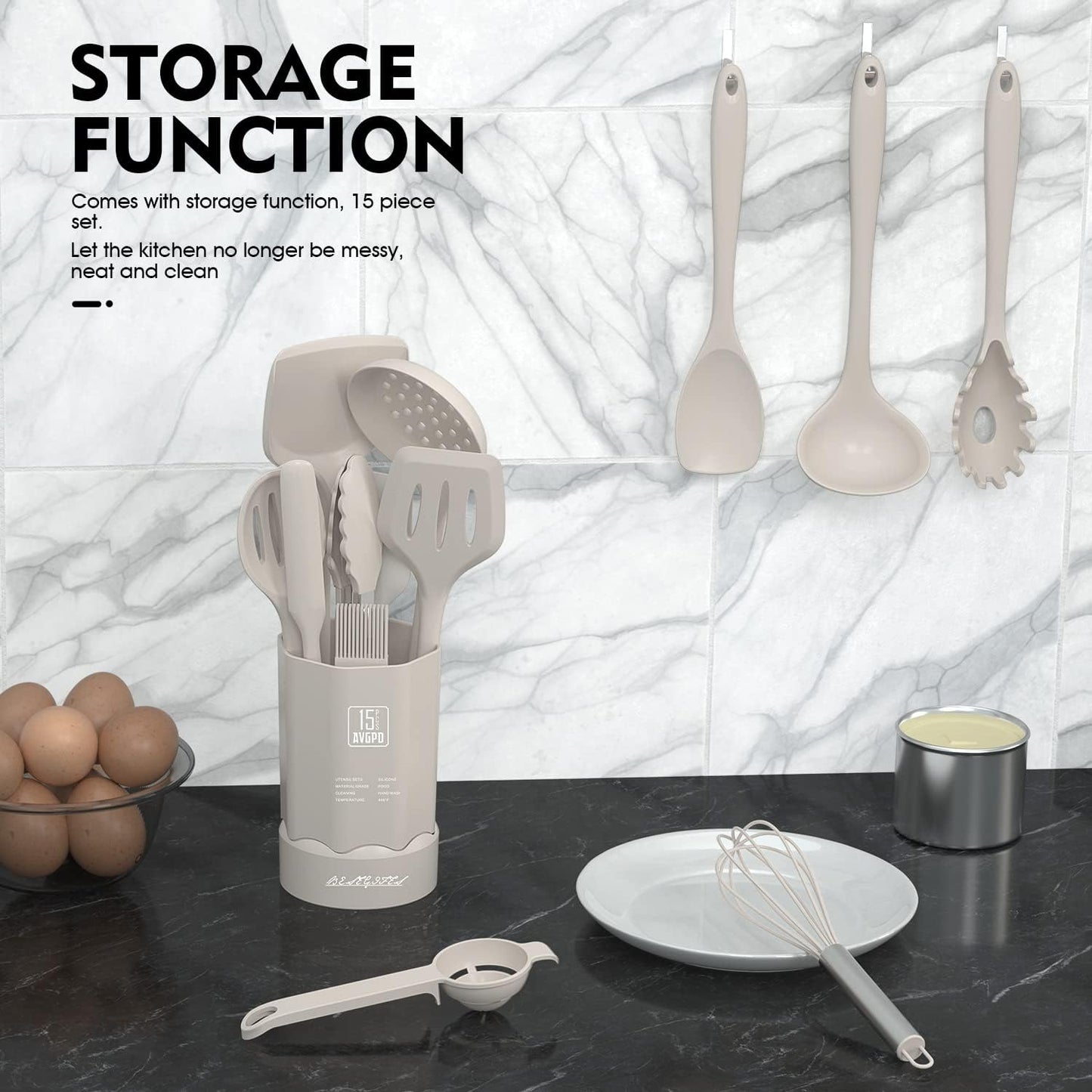 AVGPD Silicone Cooking Spatulas Heat Resistant Flexible Utensils Set Large DEMO
