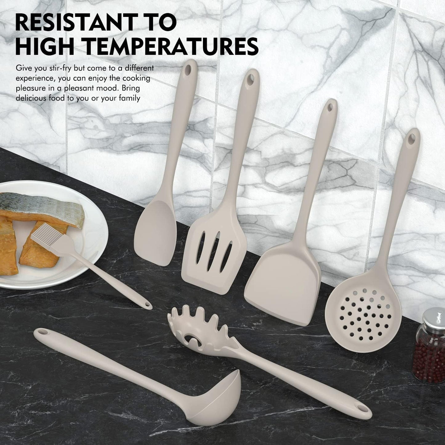 AVGPD Silicone Cooking Spatulas Heat Resistant Flexible Utensils Set Large DEMO
