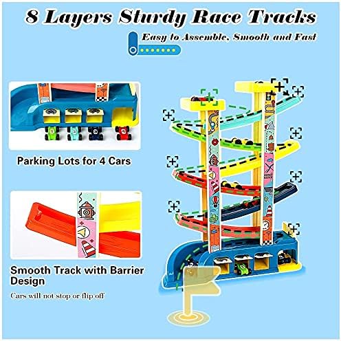 Uandhome Multicolored Motor Vehicles Toddler Car Ramp Racer Toys, 35 x 45 DEMO
