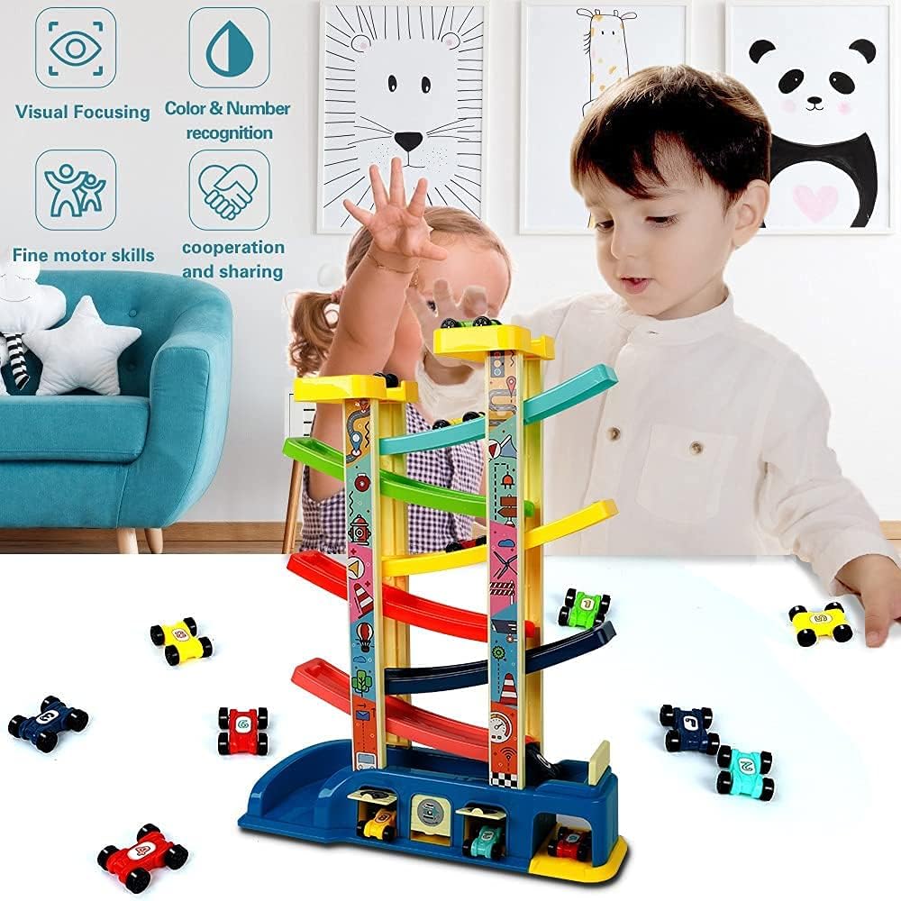 Uandhome Multicolored Motor Vehicles Toddler Car Ramp Racer Toys, 35 x 45 DEMO