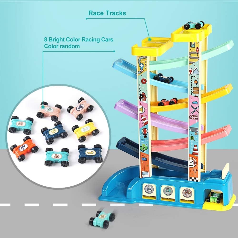 Uandhome Multicolored Motor Vehicles Toddler Car Ramp Racer Toys, 35 x 45 DEMO