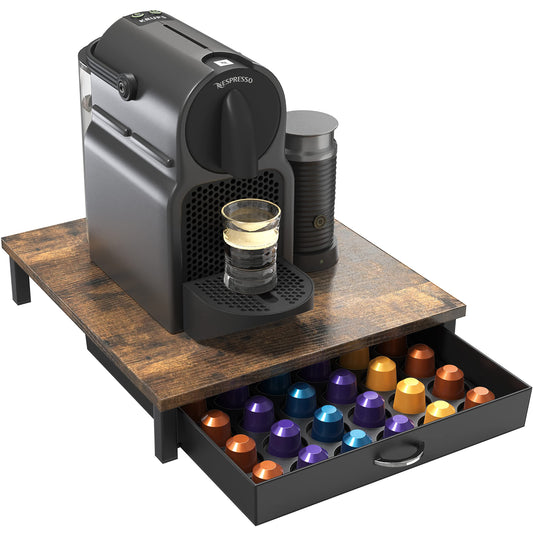 Deco Brothers Rustic Brown Nespresso Capsule Organizer Drawer 42 Pod Holder DEMO