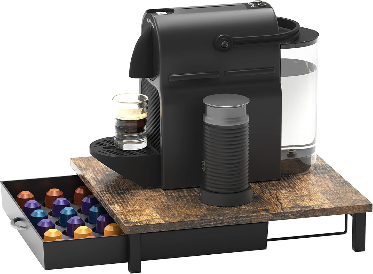 Deco Brothers Rustic Brown Nespresso Capsule Organizer Drawer 42 Pod Holder DEMO