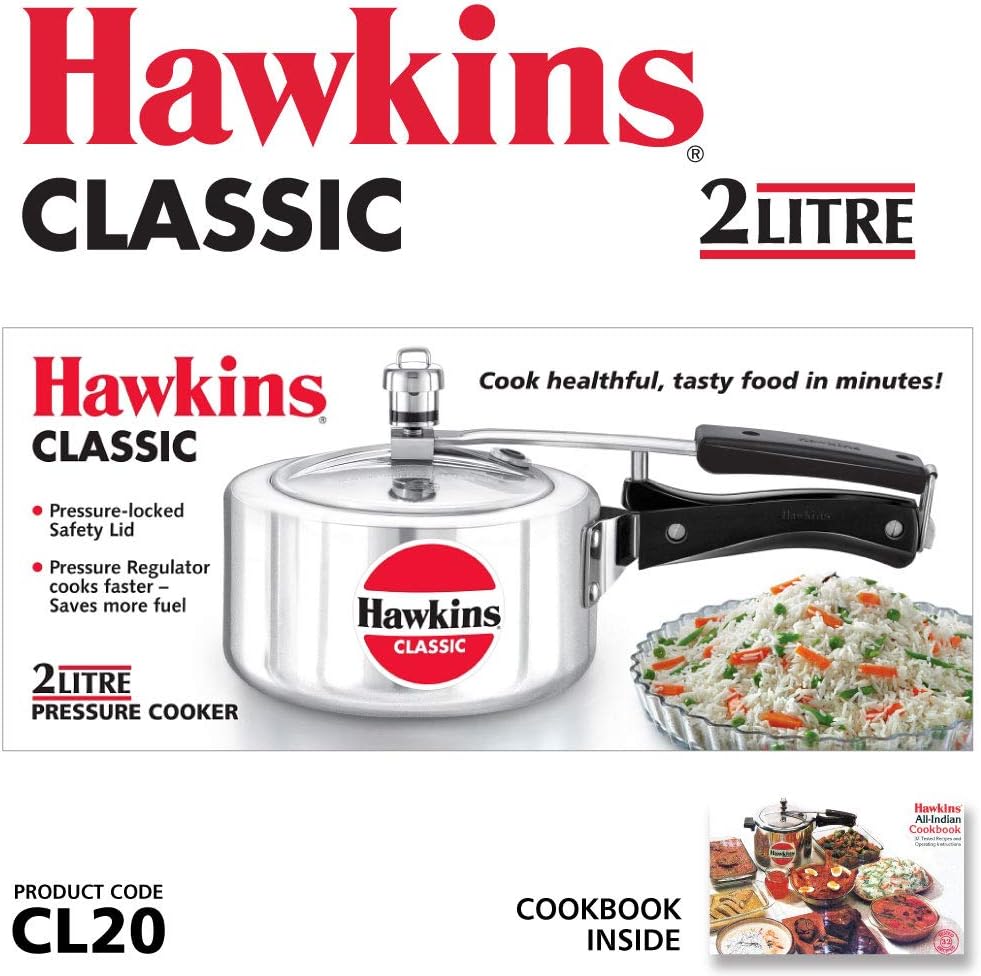 Hawkins High-Capacity 2L Pressure Cooker in Silver for Healthy Home Cooking DEMO