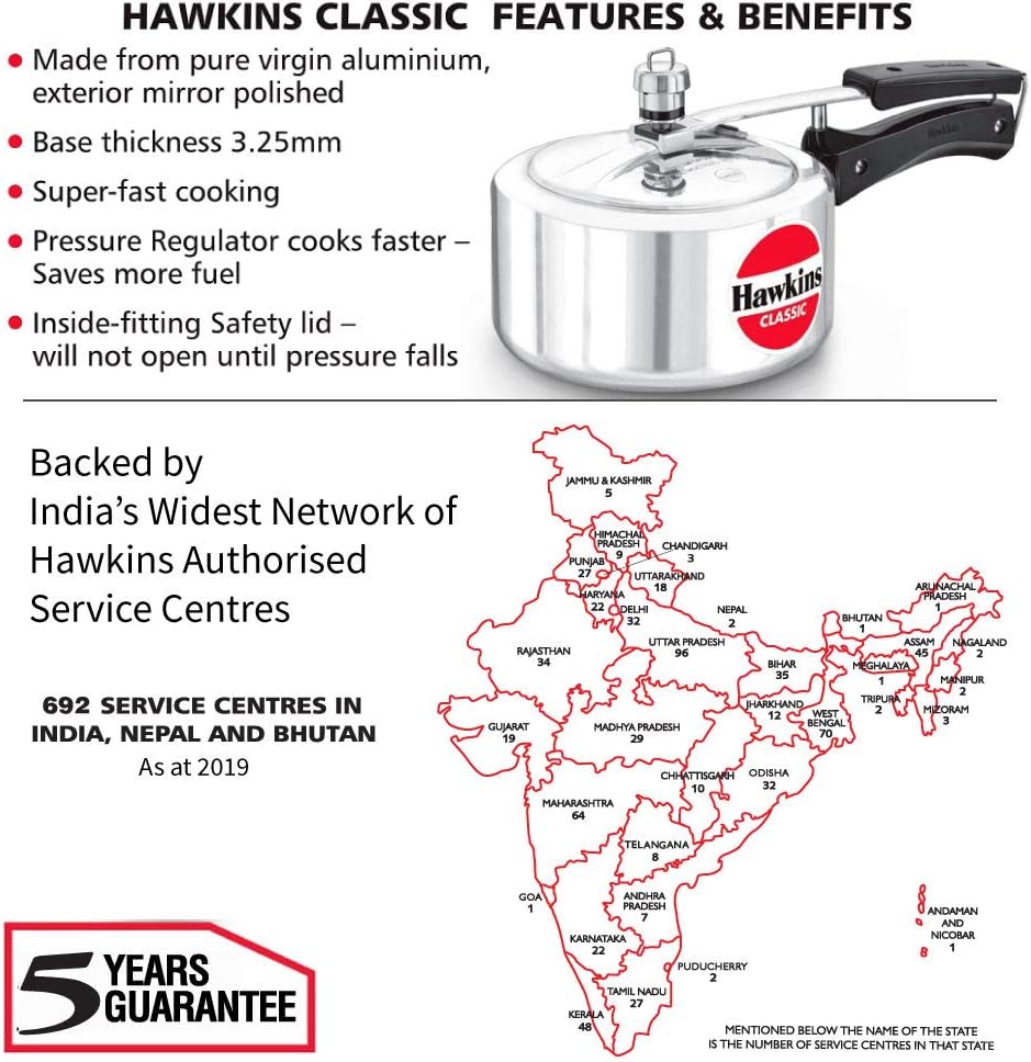Hawkins High-Capacity 2L Pressure Cooker in Silver for Healthy Home Cooking DEMO