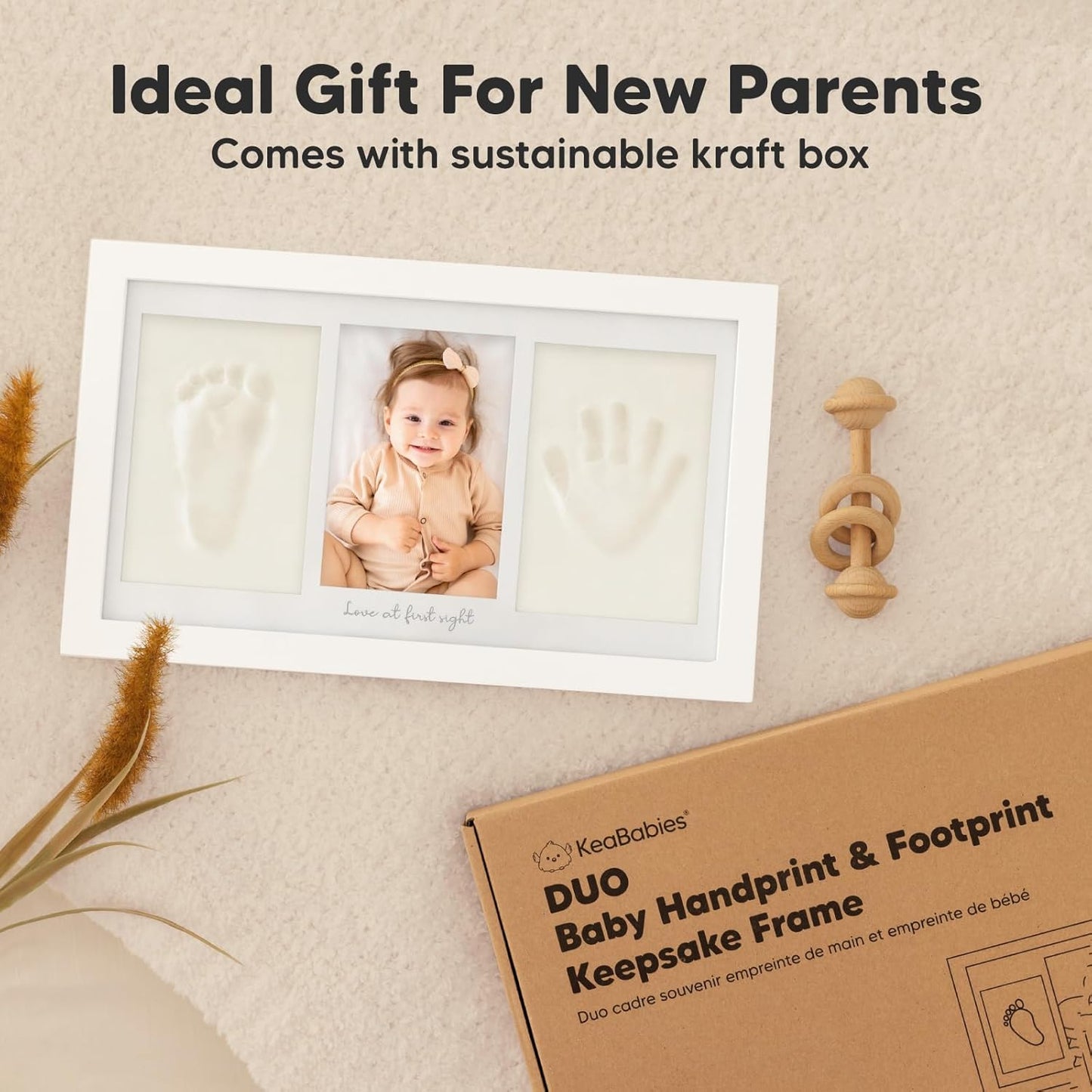 KeaBabies Baby Picture Frames Hand and Footprint Clay Keepsake Frame Alpine NEW