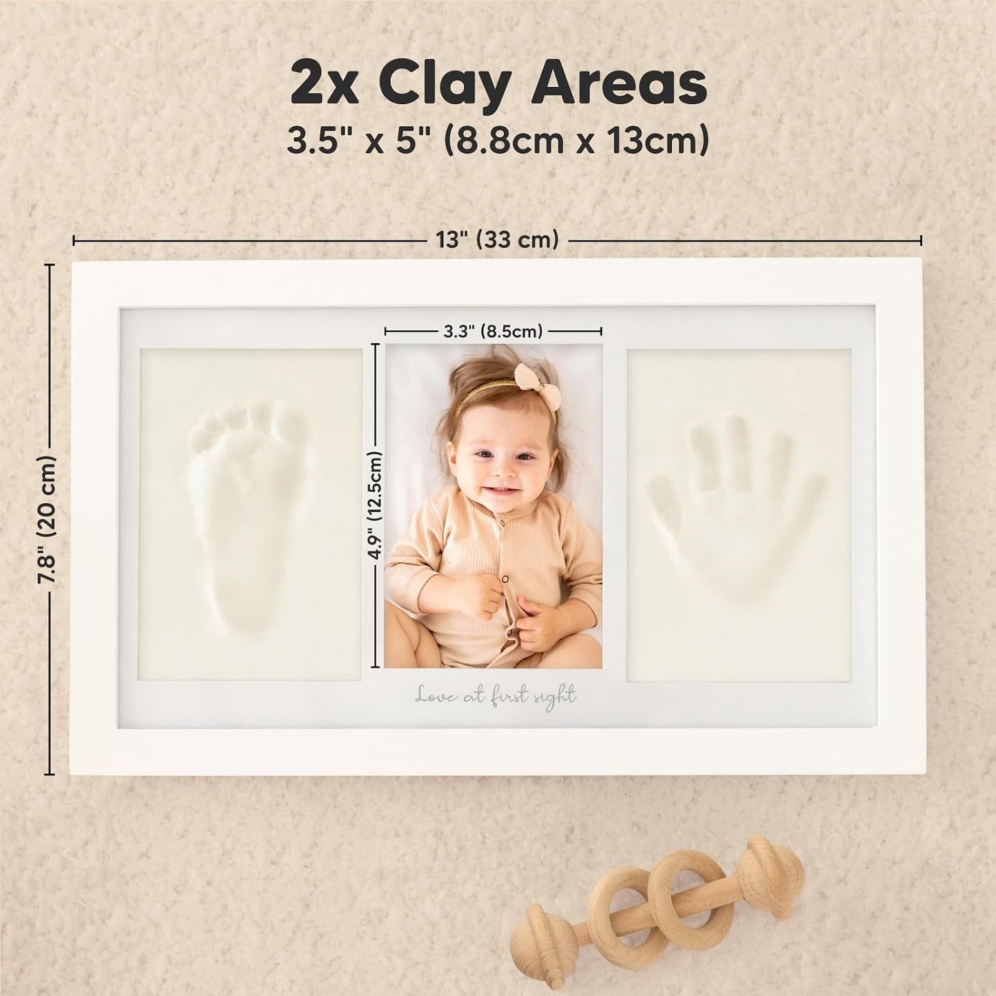 KeaBabies Baby Picture Frames Hand and Footprint Clay Keepsake Frame Alpine NEW