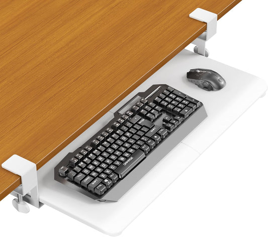 ERGOMAKER Small White Computer Desk with Keyboard Tray, 25.6" Workstation DEMO