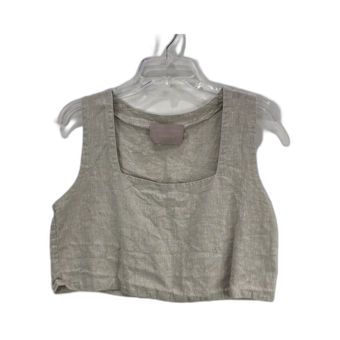 White Closet Elements Linen Square Neck Sleeveless Tank Top Beige Size S