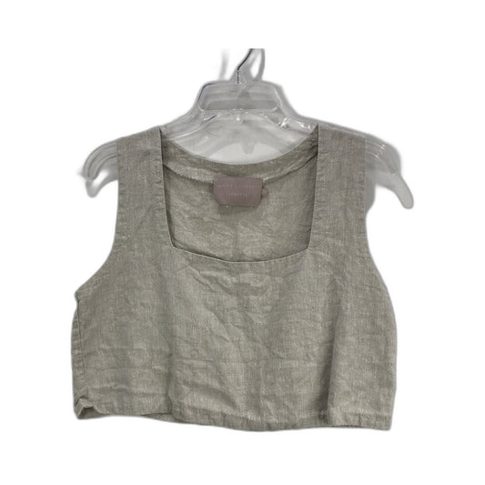 White Closet Elements Linen Square Neck Sleeveless Tank Top Beige Size S