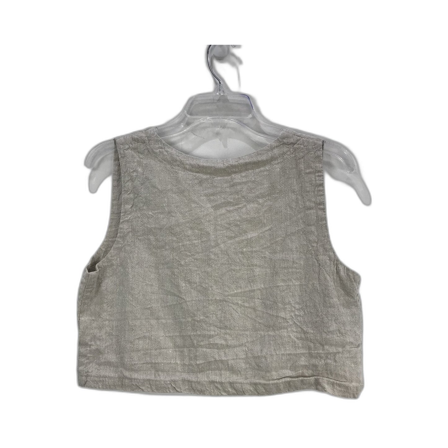 White Closet Elements Linen Square Neck Sleeveless Tank Top Beige Size 10