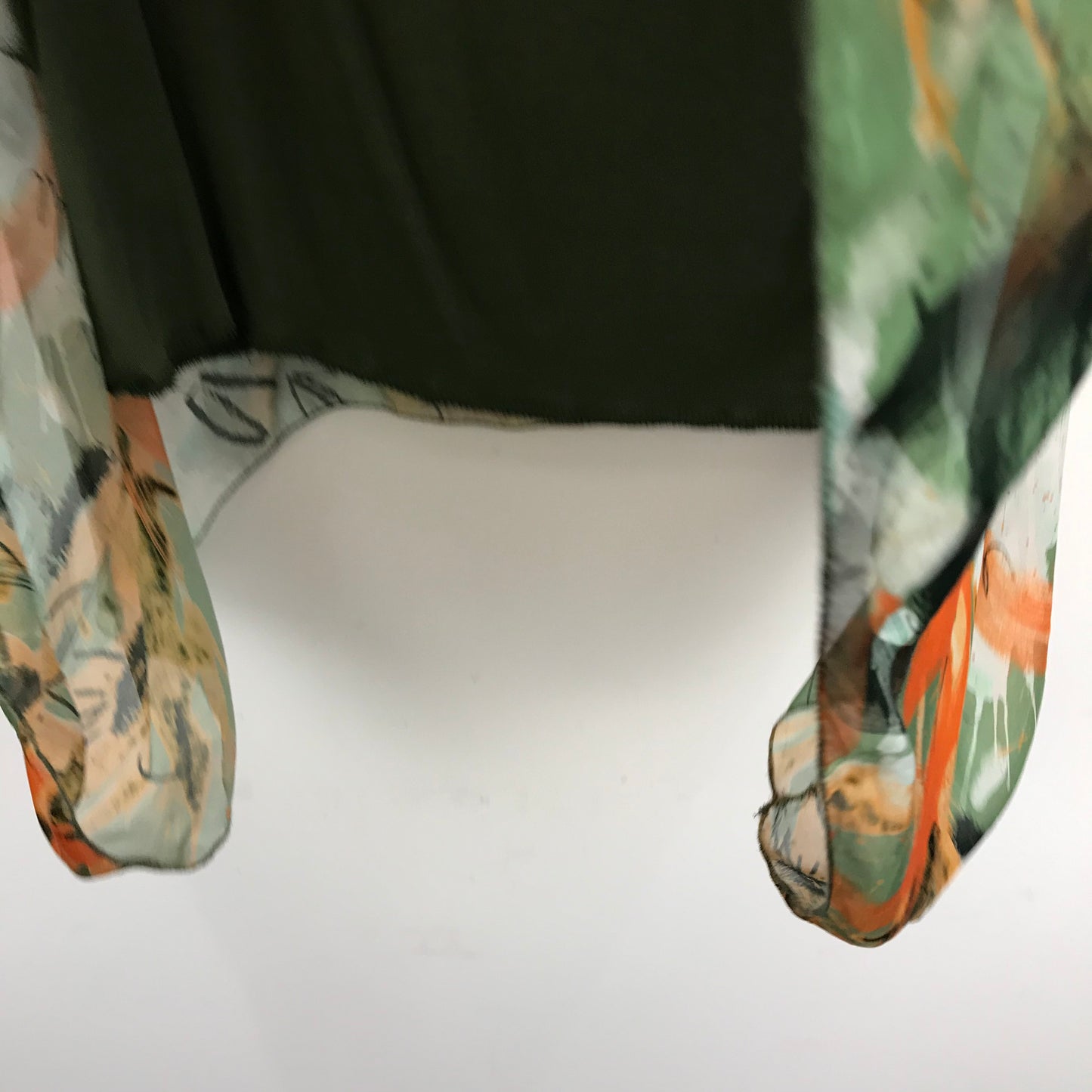Floral Print Sheer Silk Blouse Green Orange Made In Italy Tank Top Underlay Size M
