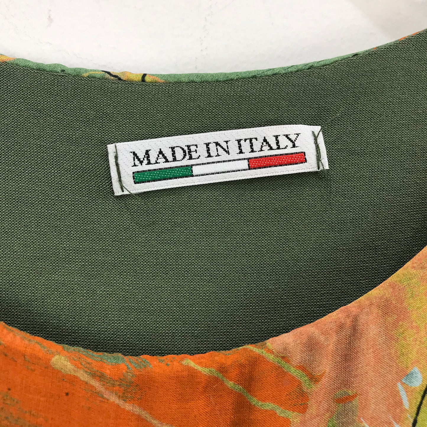 Floral Print Sheer Silk Blouse Green Orange Made In Italy Tank Top Underlay Size M