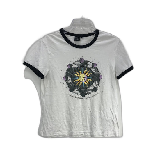 United Tribes of Ghanda Graphic T-Shirt White with Black Trim Cotton Size 10