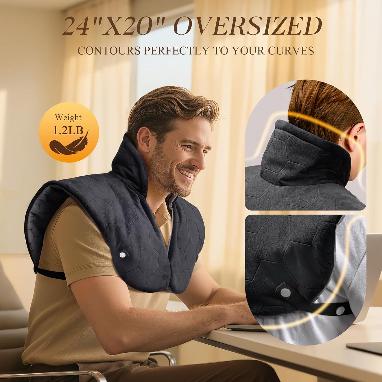 nalax Electric Heating Pad for Neck, Shoulders and Back Far Infrared Black NEW