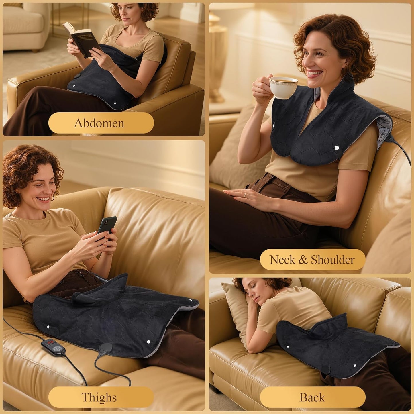 nalax Electric Heating Pad for Neck, Shoulders and Back Far Infrared Black NEW