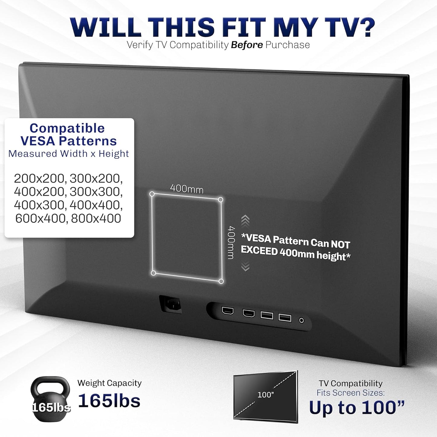 VIVO Curved & Flat TV Wall Mount Bracket for 13" to 55" Screens, Black NEW