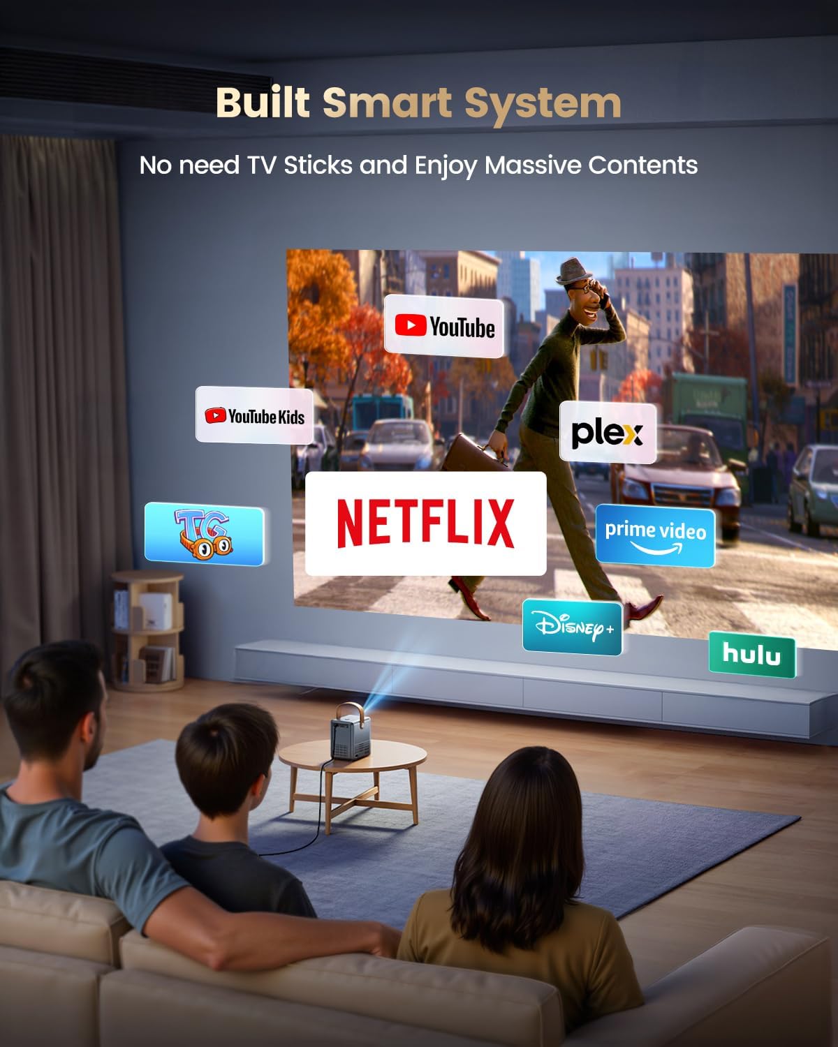 WiMiUS 4K Projectors Projector with Built-in Apps, Dolby Audio, and Black DEMO
