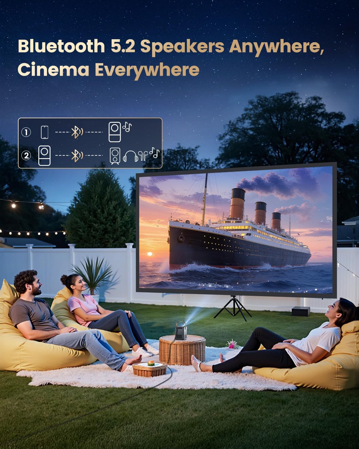 WiMiUS 4K Projectors Projector with Built-in Apps, Dolby Audio, and Black DEMO
