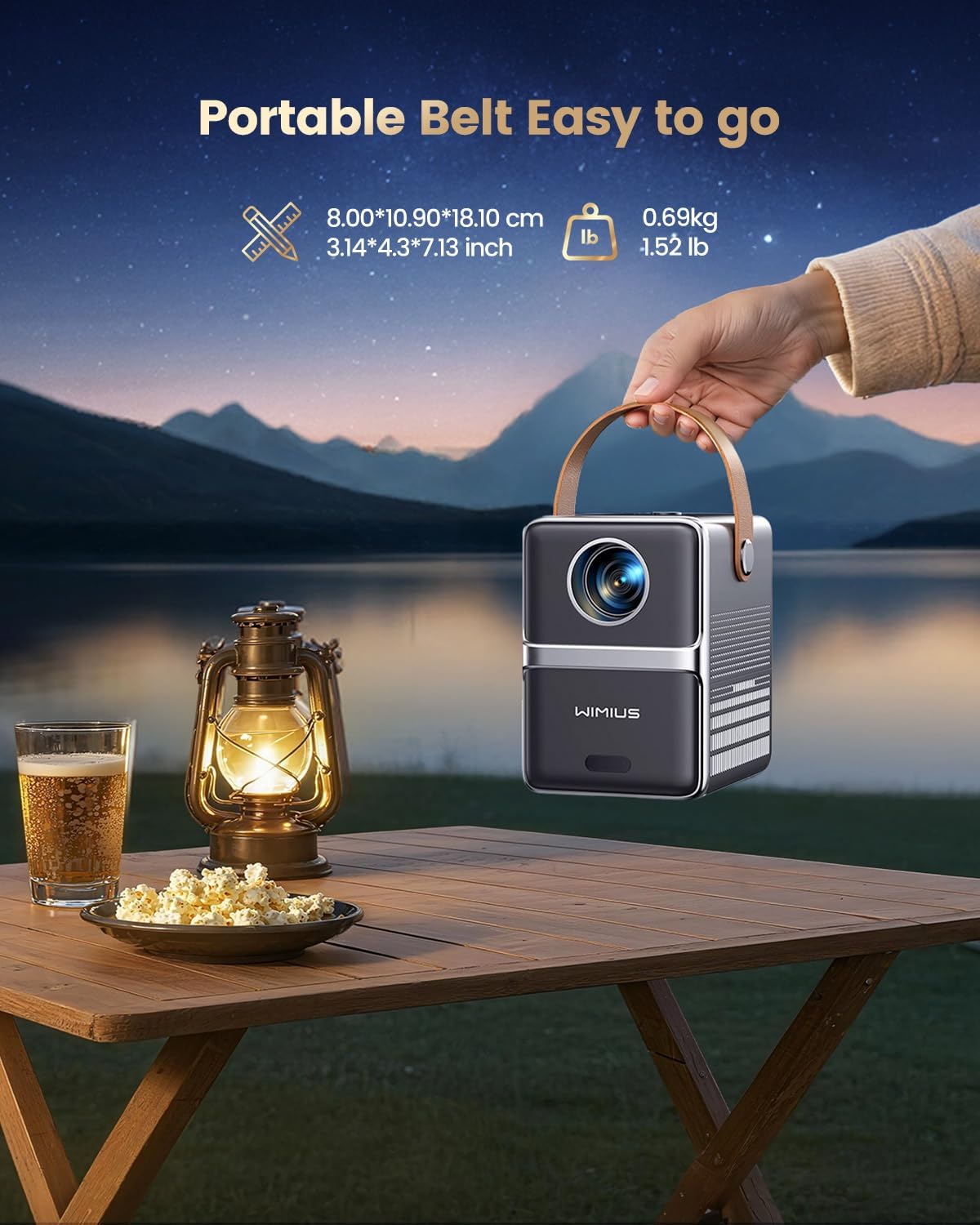 WiMiUS 4K Projectors Projector with Built-in Apps, Dolby Audio, and Black DEMO