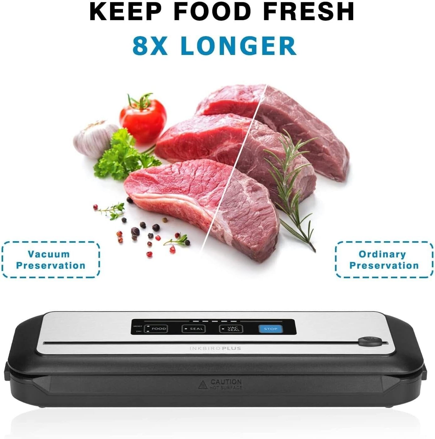 Inkbird Vacuum Sealer Automatic Food Preservation Sealing Machine Silver NEW